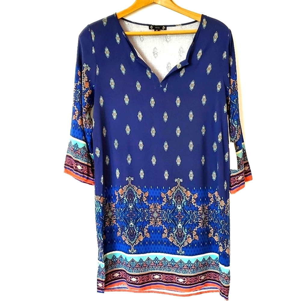Iris | Basic Blue Boho Shift Dress